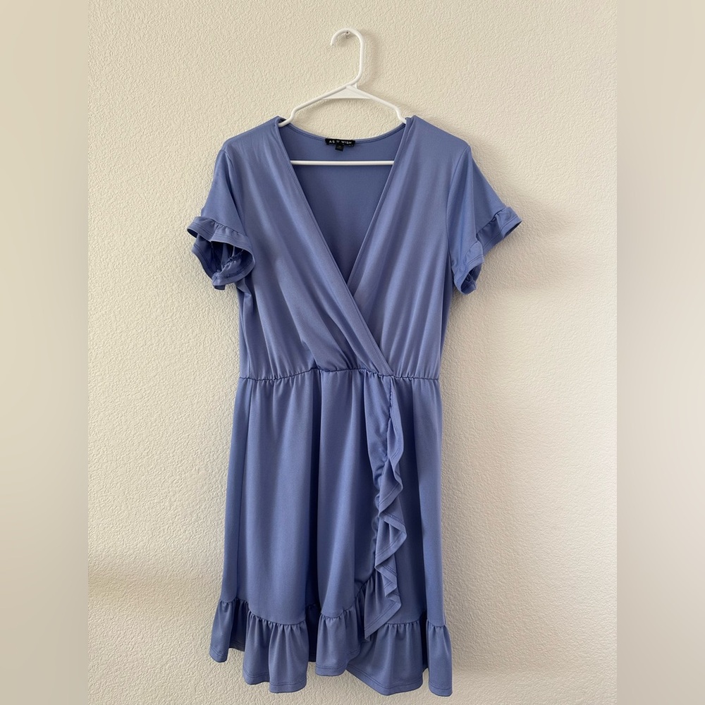 As U Wish Purple Faux Wrap Ruffle Dress